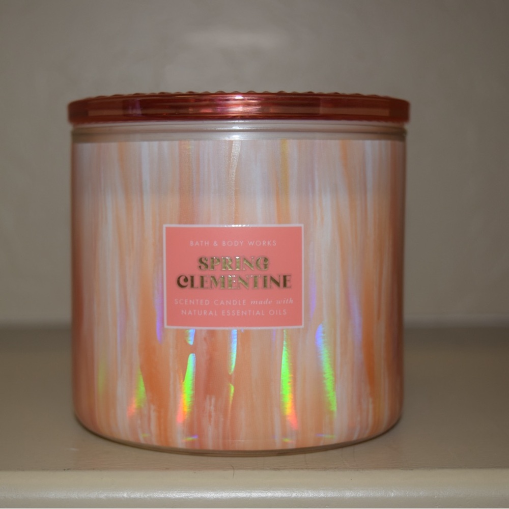 🧡SPRING CLEMENTINE  Bath & Body Works 3-wick Candle With Decorative Glass Lid